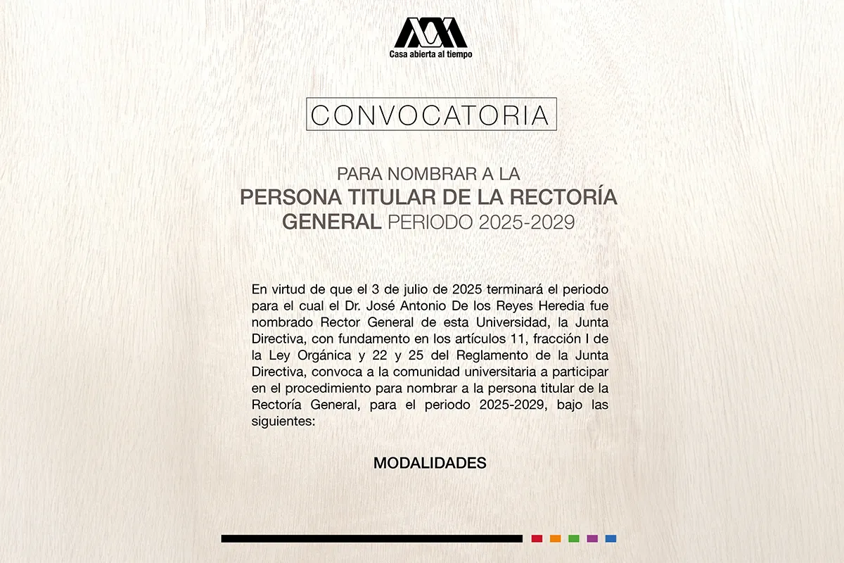 Convocatoria para Nombrar a la Persona Titular de la Rectoría General Periodo 2025-2029